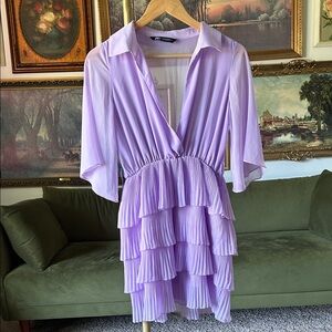 Zara Lavender Tiered Mini Dress